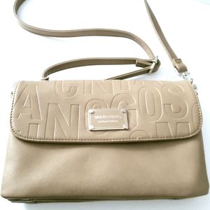 SIMON CHANG Limited Edition Tan Vegan Leather Crossbody Handbag